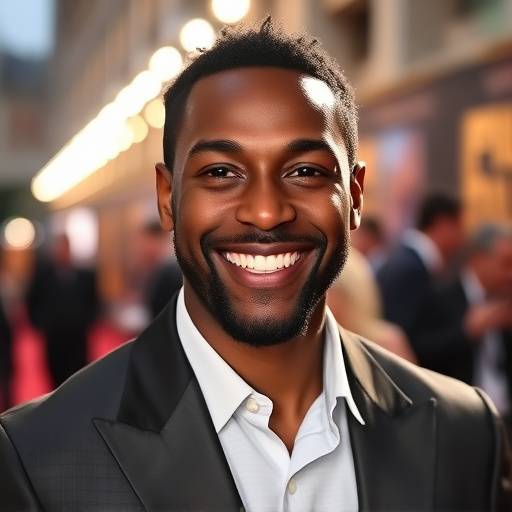Omar Sy souriant sur le tapis rouge d'un festival de cinéma